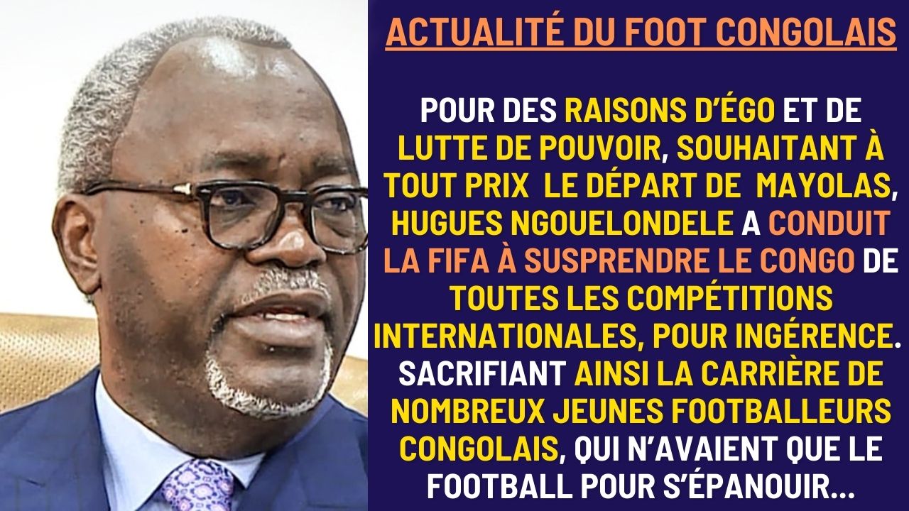 Football Congolais : Hugues NGOUELONDELE responsable en premier de la suspension du Congo par la FIFA